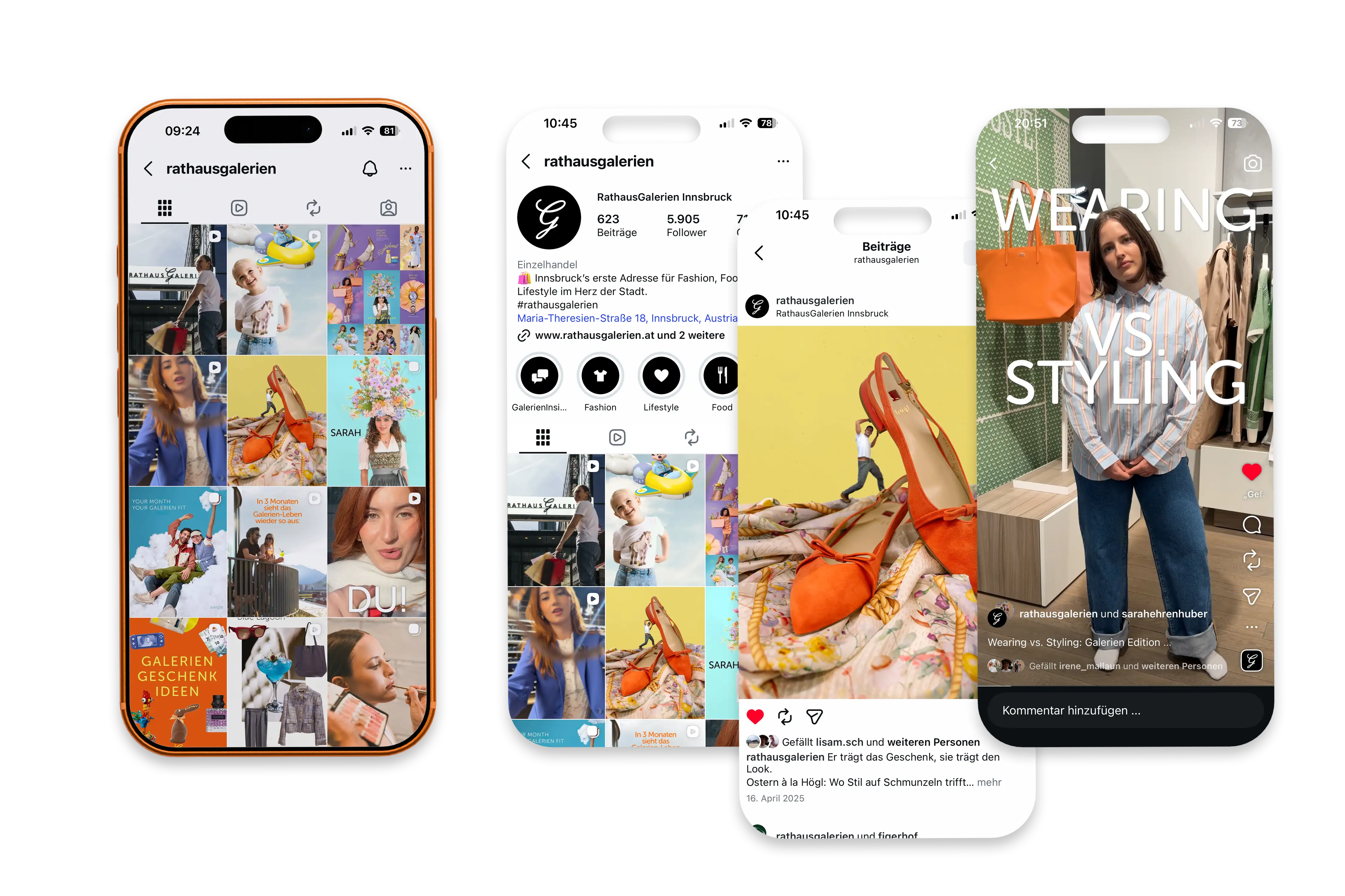 Mockup des Social-Media-Auftritts der RathausGalerien